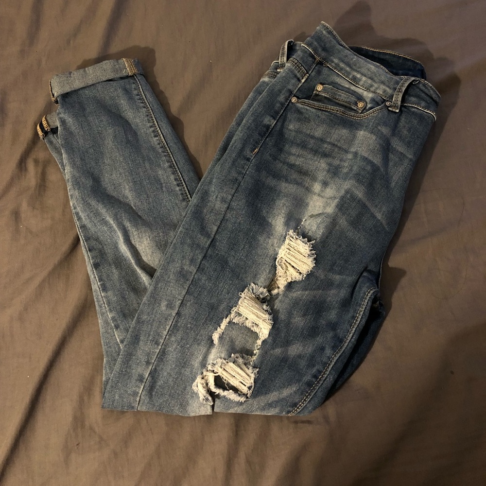 Ripped Cuffed Skinny Jeans *Curvy Fit*